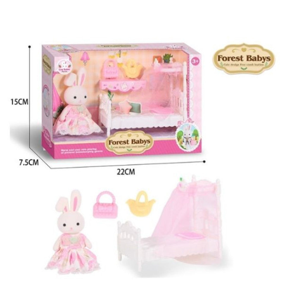 Σετ Μινιατούρες Φιγούρα Λαγουδάκι & Έπιπλα Κρεβάτι
