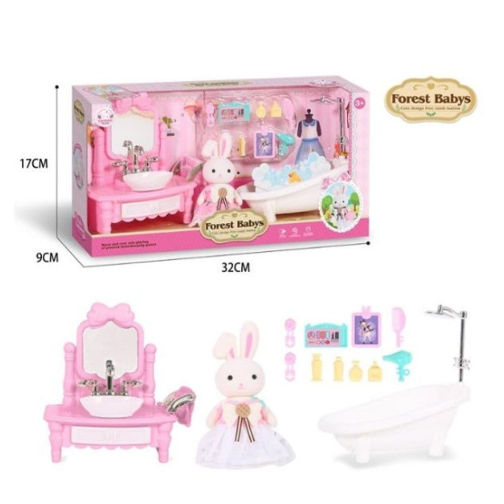 Σετ Μινιατούρες Φιγούρα Λαγουδάκι & Έπιπλα Μπάνιο