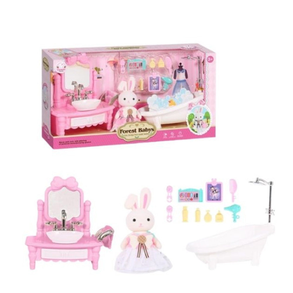 Σετ Μινιατούρες Φιγούρα Λαγουδάκι & Έπιπλα Μπάνιο
