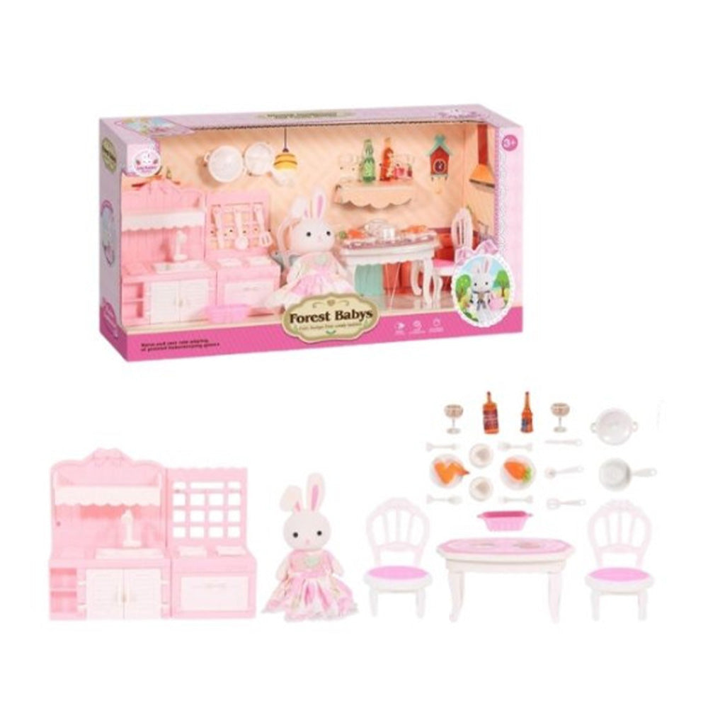 Σετ Μινιατούρες Φιγούρα Λαγουδάκι & Έπιπλα Τραπεζαρία