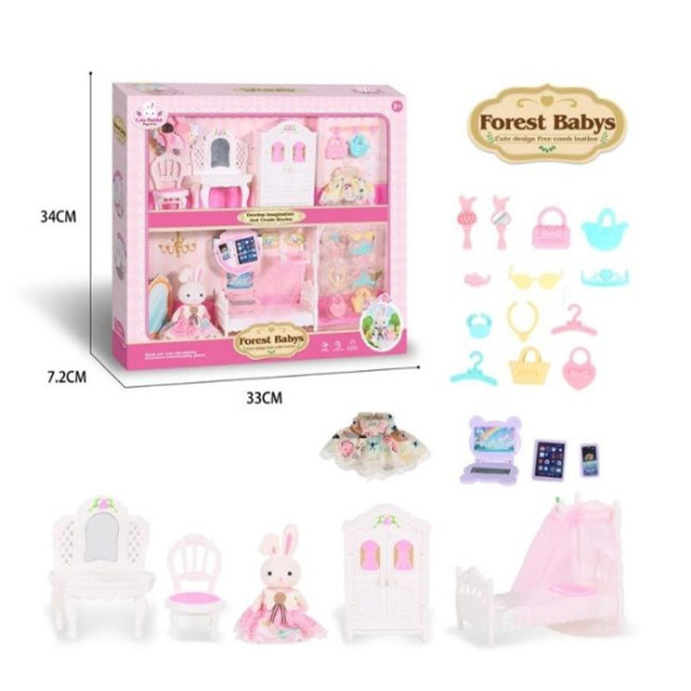 Σετ Μινιατούρες Φιγούρα Λαγουδάκι & Έπιπλα Υπνοδωμάτιο