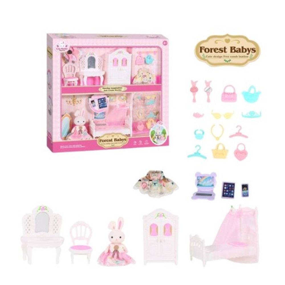 Σετ Μινιατούρες Φιγούρα Λαγουδάκι & Έπιπλα Υπνοδωμάτιο