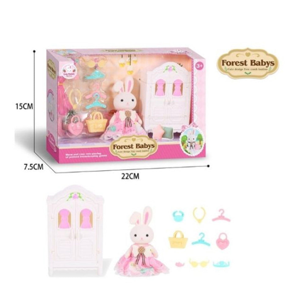 Σετ Μινιατούρες Φιγούρα Λαγουδάκι & Έπιπλα Ντουλάπα