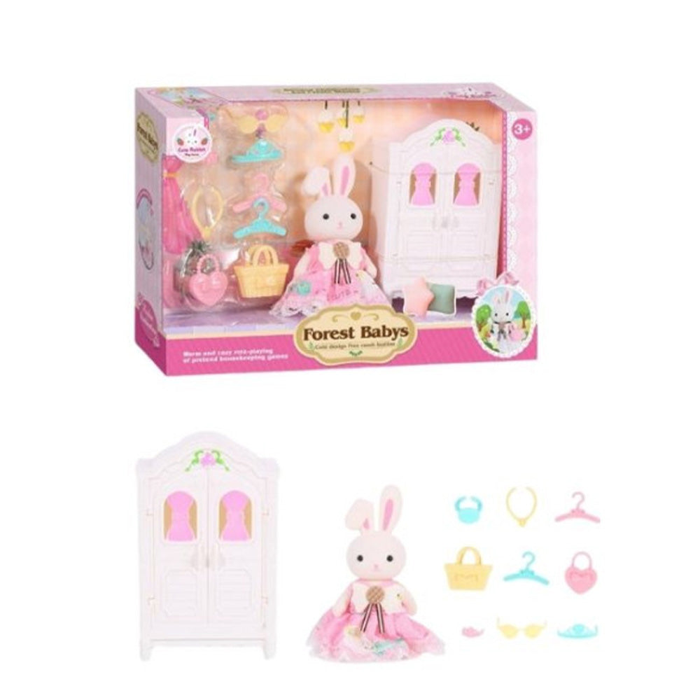 Σετ Μινιατούρες Φιγούρα Λαγουδάκι & Έπιπλα Ντουλάπα