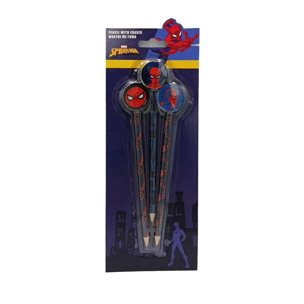 Σετ Μολύβι με Γόμα Topper Spiderman 3 Τεμαχίων