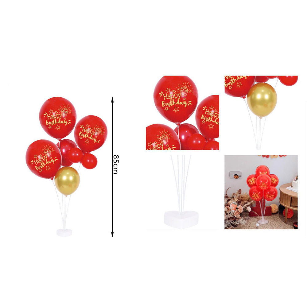 Σετ Μπαλόνια Happy Birthday σε Κόκκινο/Χρυσό Χρώμα με Βάση Στήριξης 85 εκ 