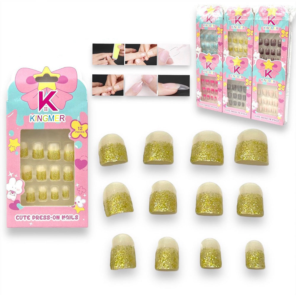 Σετ Παιδικά Νύχια Glitter – 12 Τμχ σε 6 Χρώματα (1 Σετ)