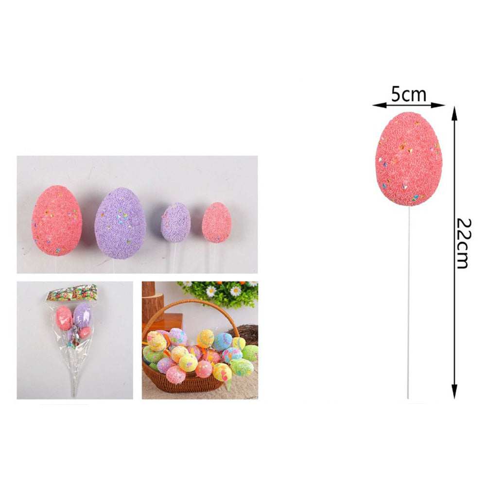 Σετ Διακοσμητικό Πασχαλινό Στικ 22x5 εκ Αυγά 4 Τμχ με Glitter σε 2 Χρώματα 