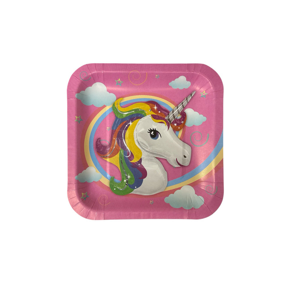 OEMΠιατάκια Για Party Μονόκερος Ροζ Τετράγωνα  10 Τμχ 18Χ18 εκpapell.gr