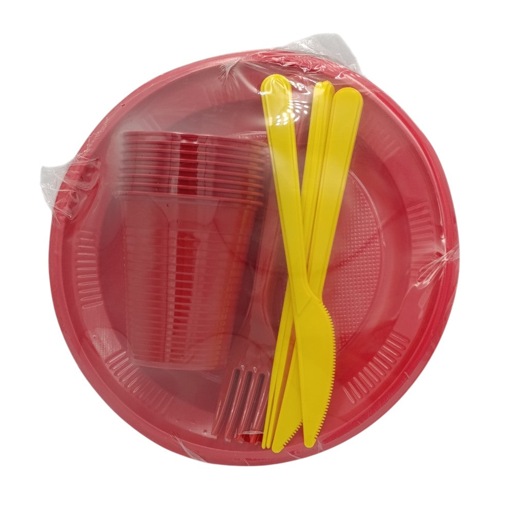 Σετ Πλαστικά Πιατάκια, Ποτήρια Και Μαχαιροπίρουνα 20 Τμχ 