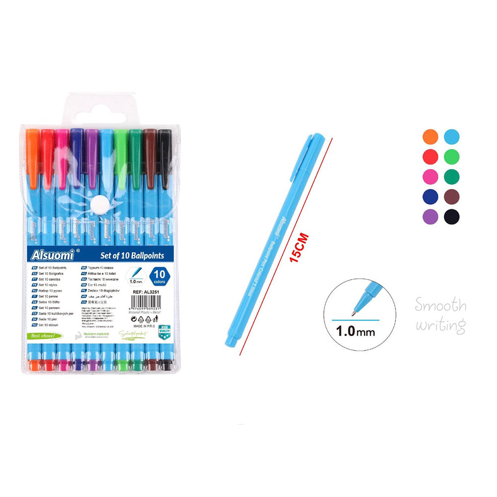 Σετ Πολύχρωμα Στυλό 1.0mm – 10 Χρώματα