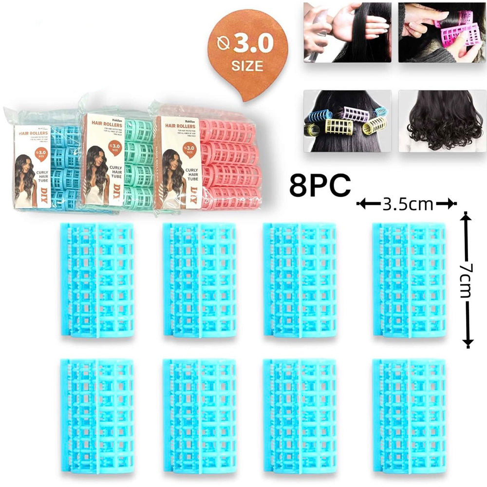 Σετ Ρολά για Μπούκλες – 8 Τμχ, 3,5×7 εκ, 3 Χρώματα (1 Σετ)