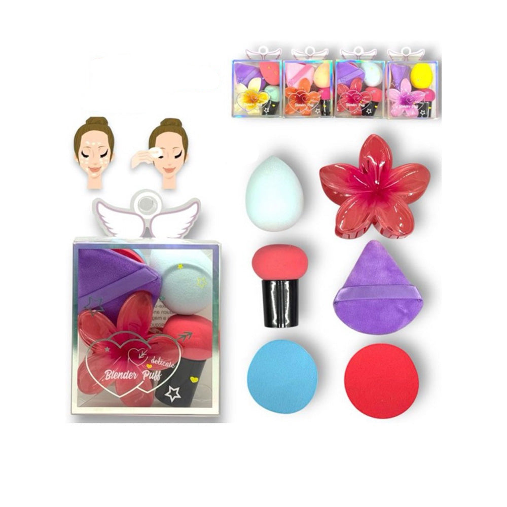 Σετ Σφουγγαράκια Make-Up 5Τμχ Και Κλάμερ 6 Χρώματα - 1 Τμχ