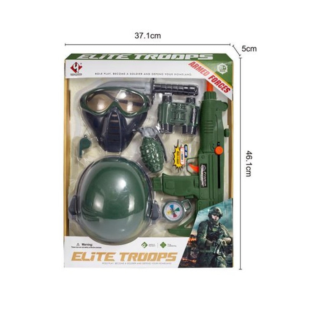 TrademarktΣετ Στρατιωτικού Με Όπλο, Κράνος, Μάσκα, Αξεσουάρ & Ήχο 8τμχ 37x46x12εκpapell.gr