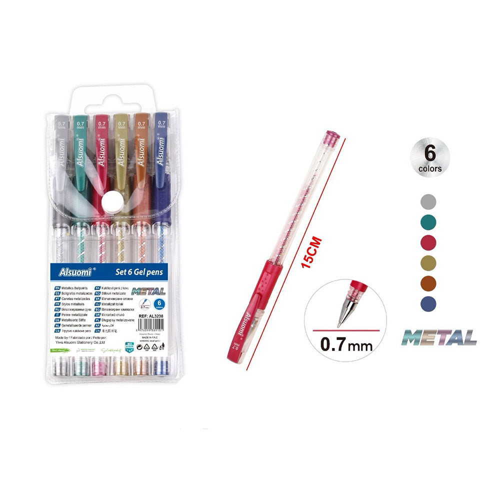 Σετ Στυλό Glitter Gel 0.7 mm - 6 Τμχ