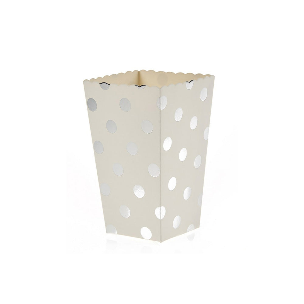 Σετ Χάρτινα Κουτάκια Άσπρο Με Άσημί Βούλες 13χ9.5 εκ - 4 Τμχ