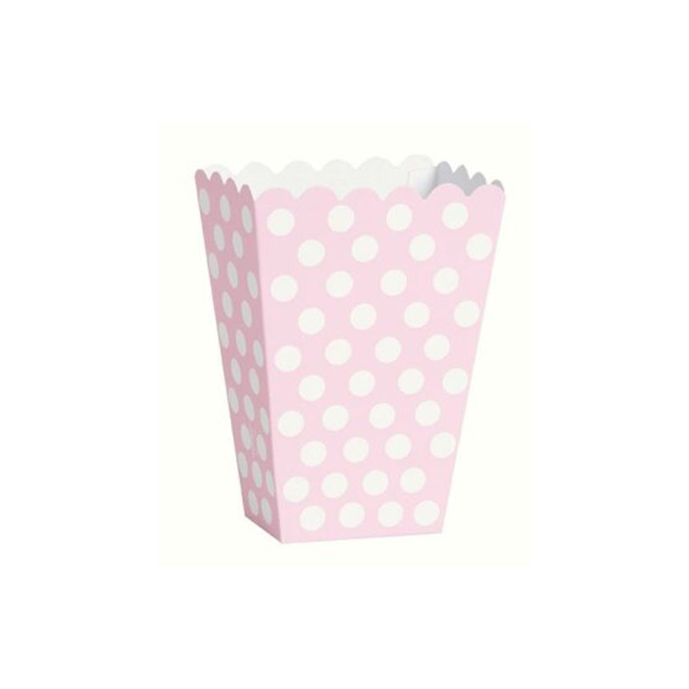 Σετ Χάρτινα Κουτάκια Για Ποπ Κορν Ροζ Με Άσπρες Βούλες 7χ11 εκ - 6 Τμχ