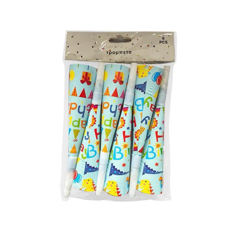 Σετ Χάρτινες Καραμούζες Party Dino 6 Τμχ