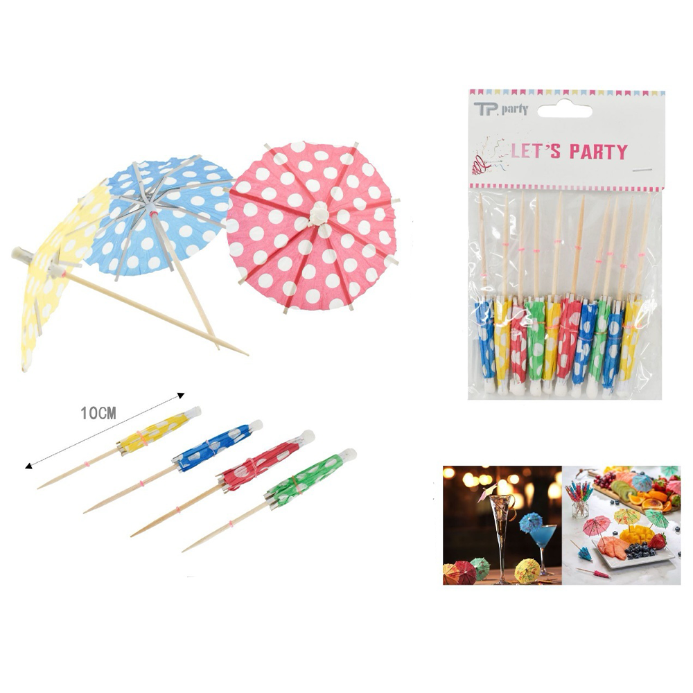 OEMΣετ Οδοντογλυφίδες Για Party Ομπρελίτσες Με Βούλες 10 εκ 10 Τμχpapell.gr