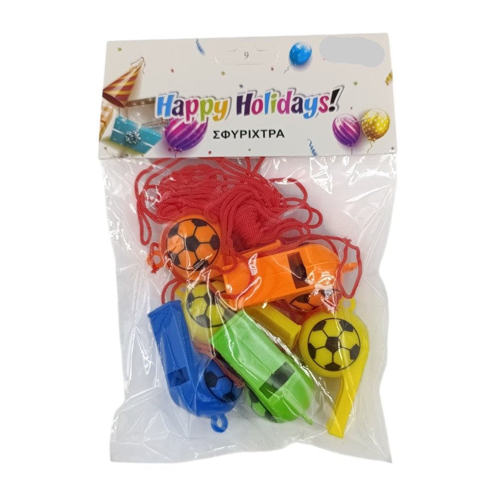 OEMΣφυρίχτρες Πάρτυ Με Κορδονάκι Ποδόσφαιρο 6Τμχ Διάφορα Χρώματαpapell.gr