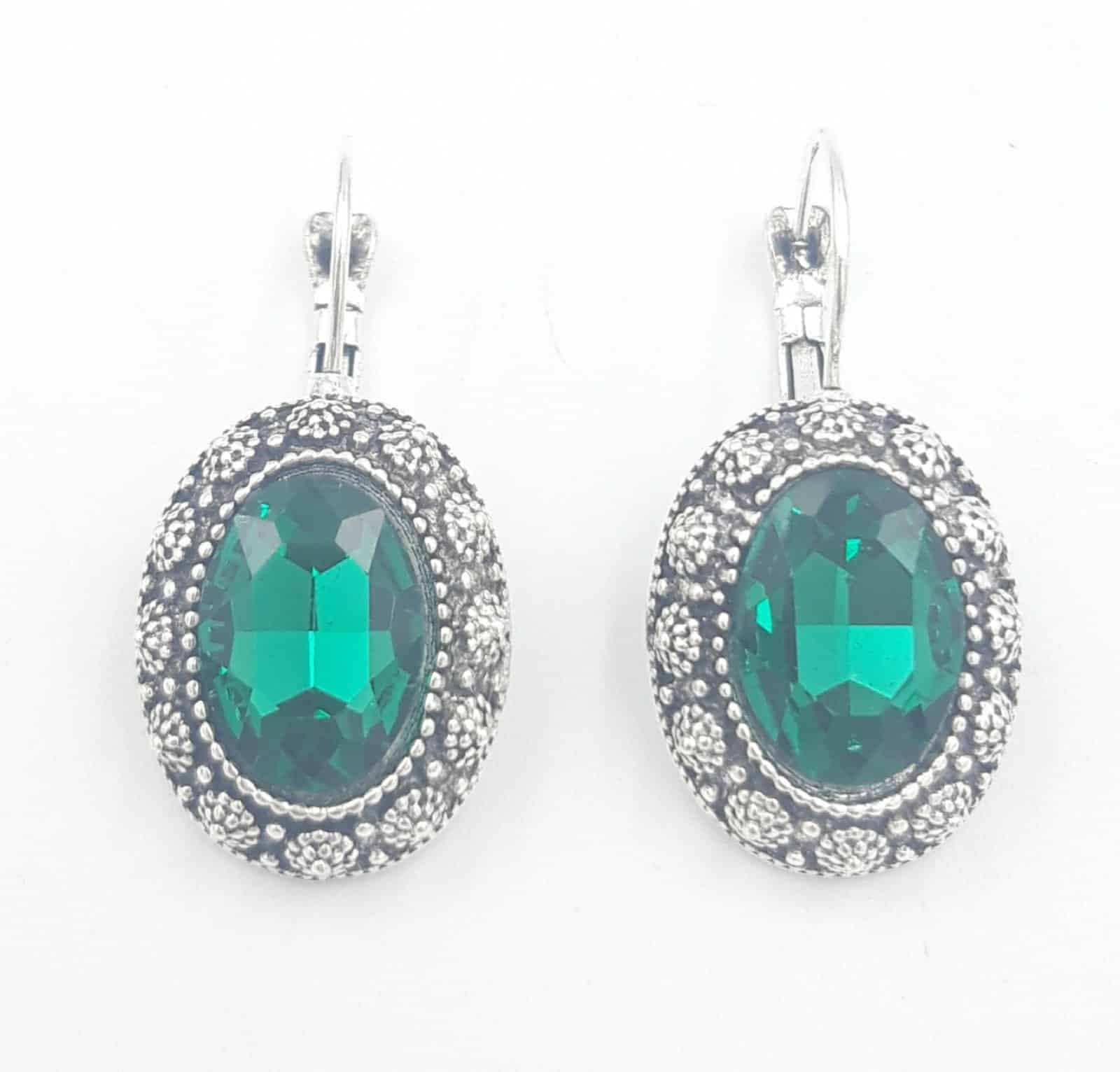 Σκουλαρικια Κρεμαστα Με Πετραδι Οβαλ