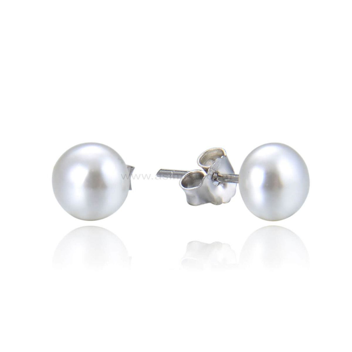 Ασημενιο Επιροδιωμενο Σκουλαρικι Fake Pearl 6-8-10Mm