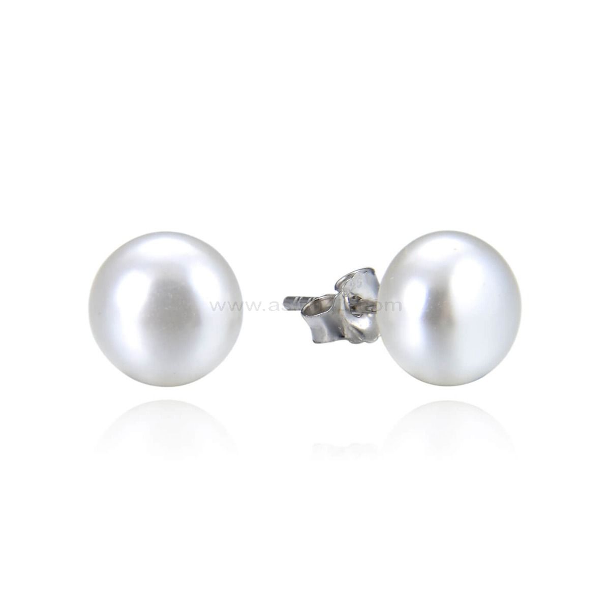 Ασημενιο Επιροδιωμενο Σκουλαρικι Fake Pearl 6-8-10Mm