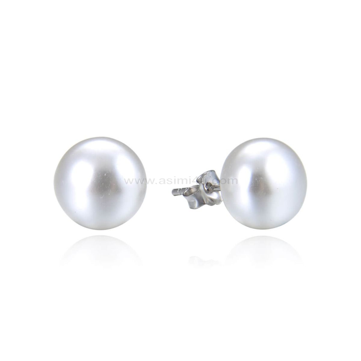 Ασημενιο Επιροδιωμενο Σκουλαρικι Fake Pearl 6-8-10Mm