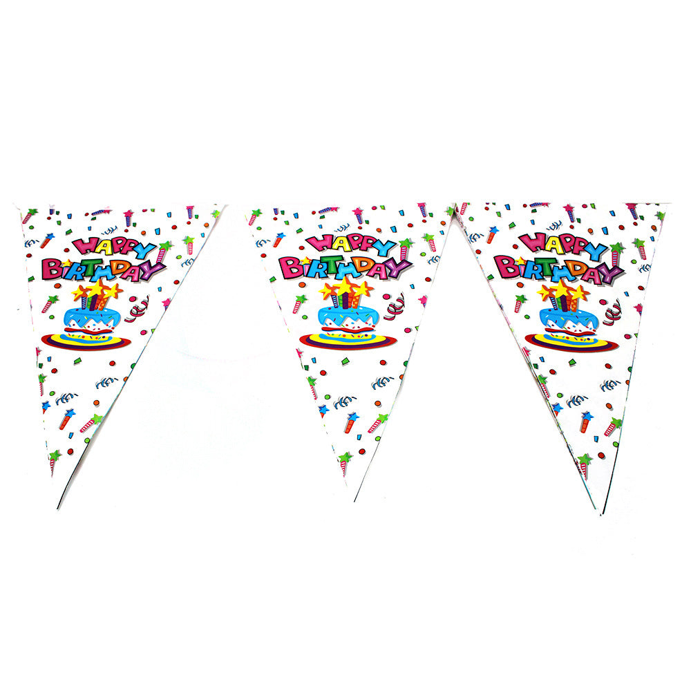Σημαιάκια Για Party Λευκά Happy Birthday 10Tμχ