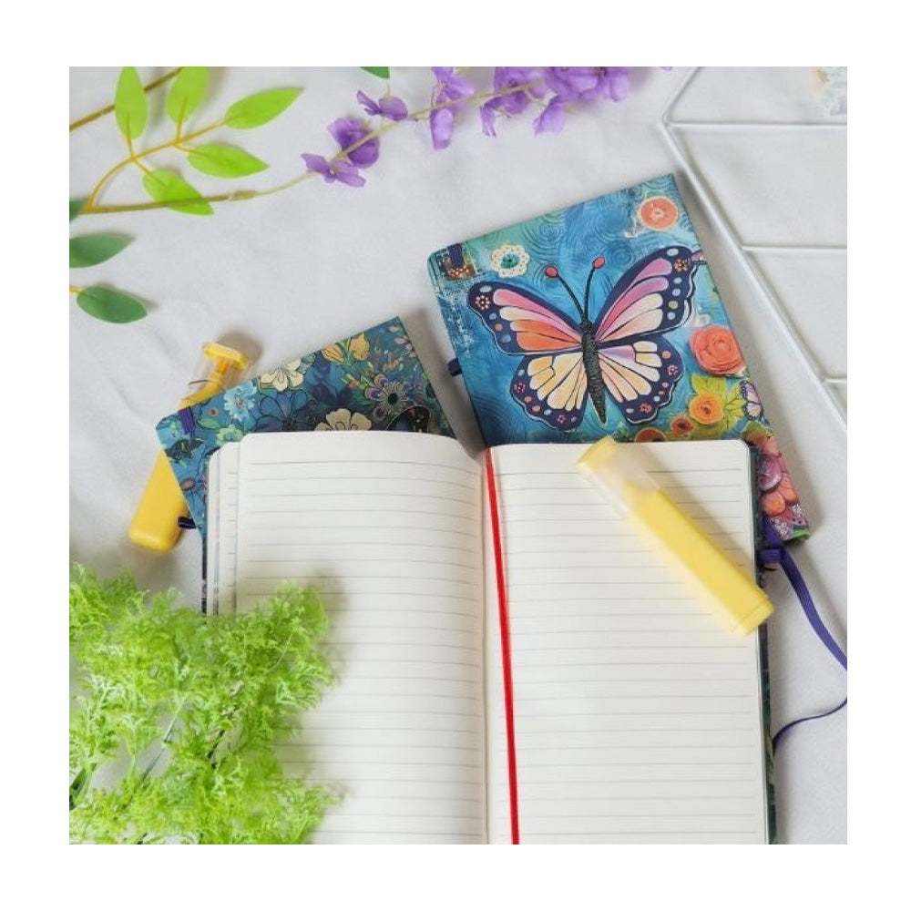 Σημειωματάριο Με Λάστιχο Πεταλούδες Α6 Ριγέ 80 Φύλλα σε 4 Σχέδια - 1 Τμχ