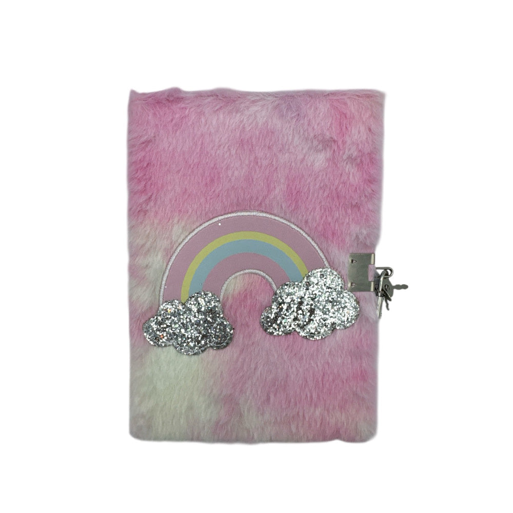 Γούνινο Σημειωματάριο Rainbow με Κλειδαριά 15x21 εκ