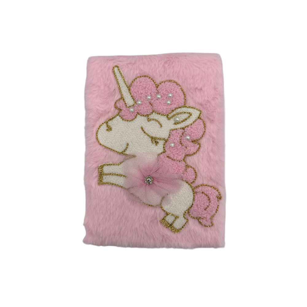 Σημειωματάριο Γούνινο Ροζ Μονοκεράκι 17χ25 εκ