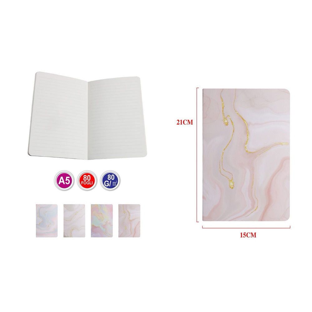 Σημειωματάριο Marble Α5 – 4 Σχέδια - 1 Τεμάχιο