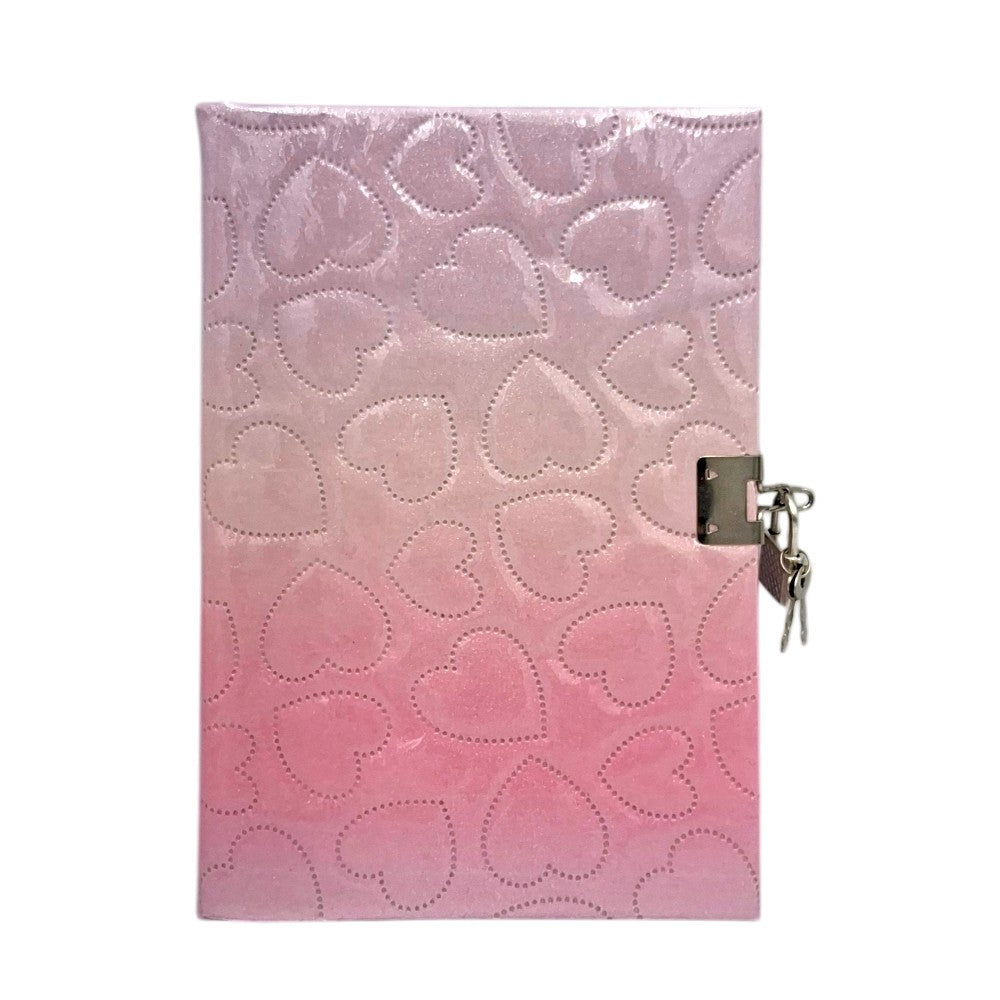 Σημειωματάριο Puffed με Καρδιές με Κλειδαριά 14,5x21 εκ σε 2 Χρώματα - 1 Τμχ