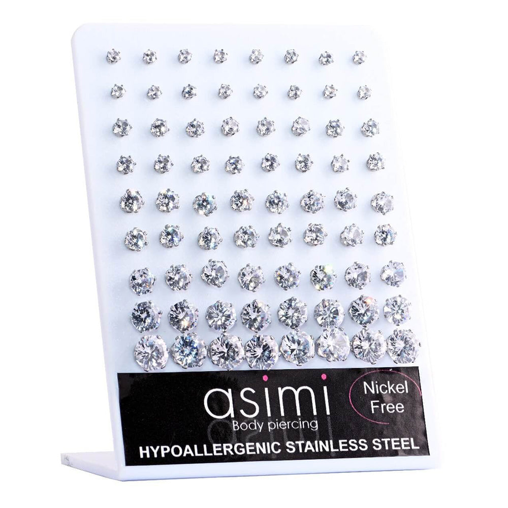 Asimi Σκουλαρίκι με Ζιργκόν Πέτρες 3–8 mm από Χειρουργικό Ατσάλι 316L - 1 Τμχ