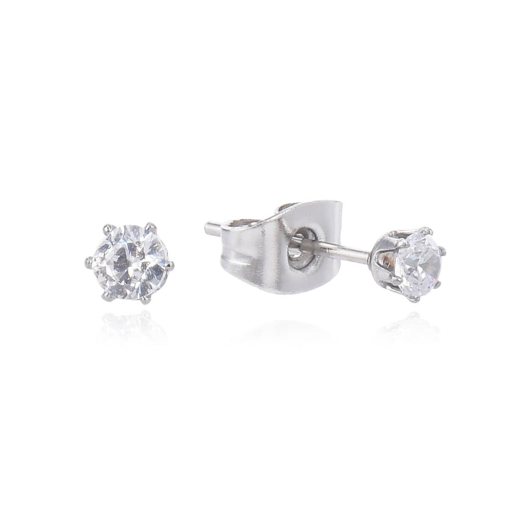 Asimi Σκουλαρίκι με Ζιργκόν Πέτρες 3–8 mm από Χειρουργικό Ατσάλι 316L - 1 Τμχ