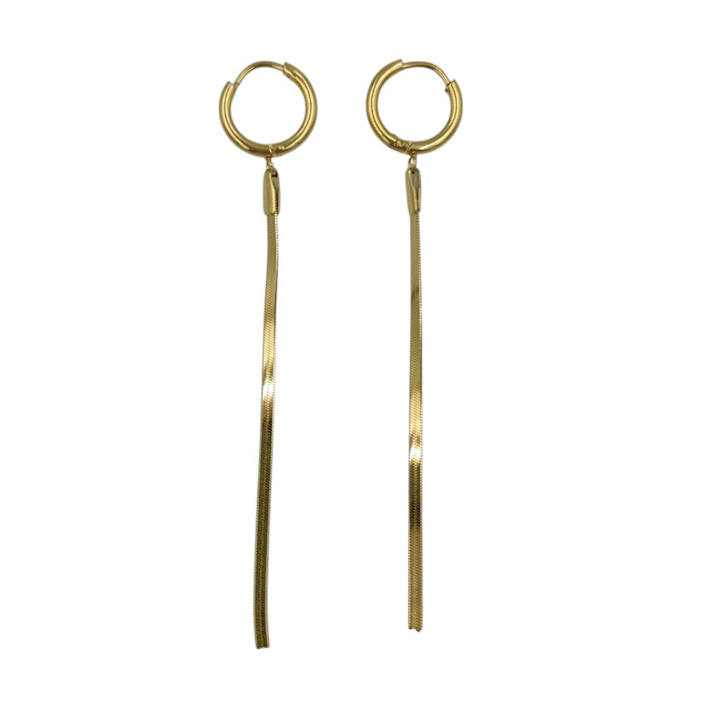 OEMΣκουλαρίκια Κρικάκια Stainless Steel Χρυσά Με Κρεμαστή Αλυσίδα Φ1.2εκ 8.5εκpapell.gr