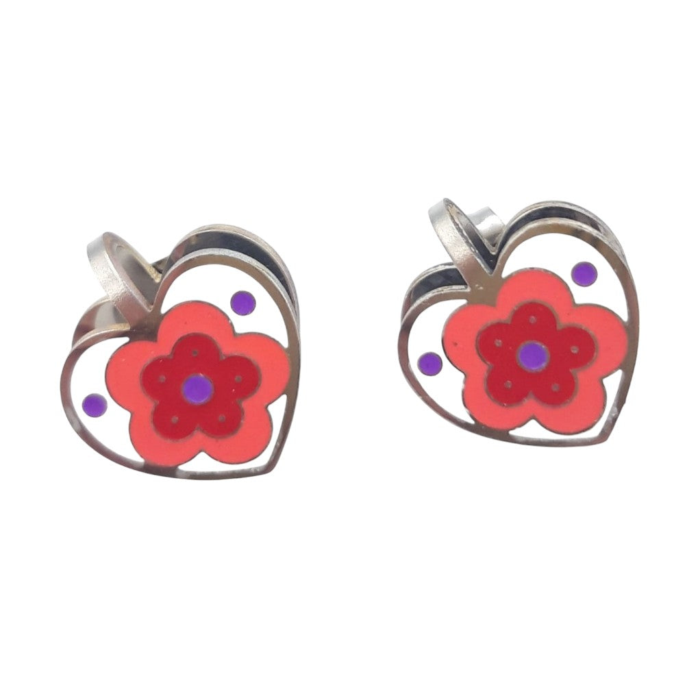 OEMΣκουλαρίκια Κρεμαστά Καρδιά- Λουλούδι Με Σχέδιοpapell.gr