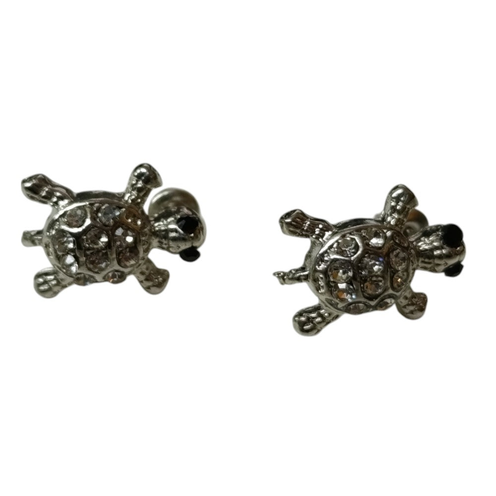 Σκουλαρίκια Χελώνες Με Στρας Χρυσό - Ασημί