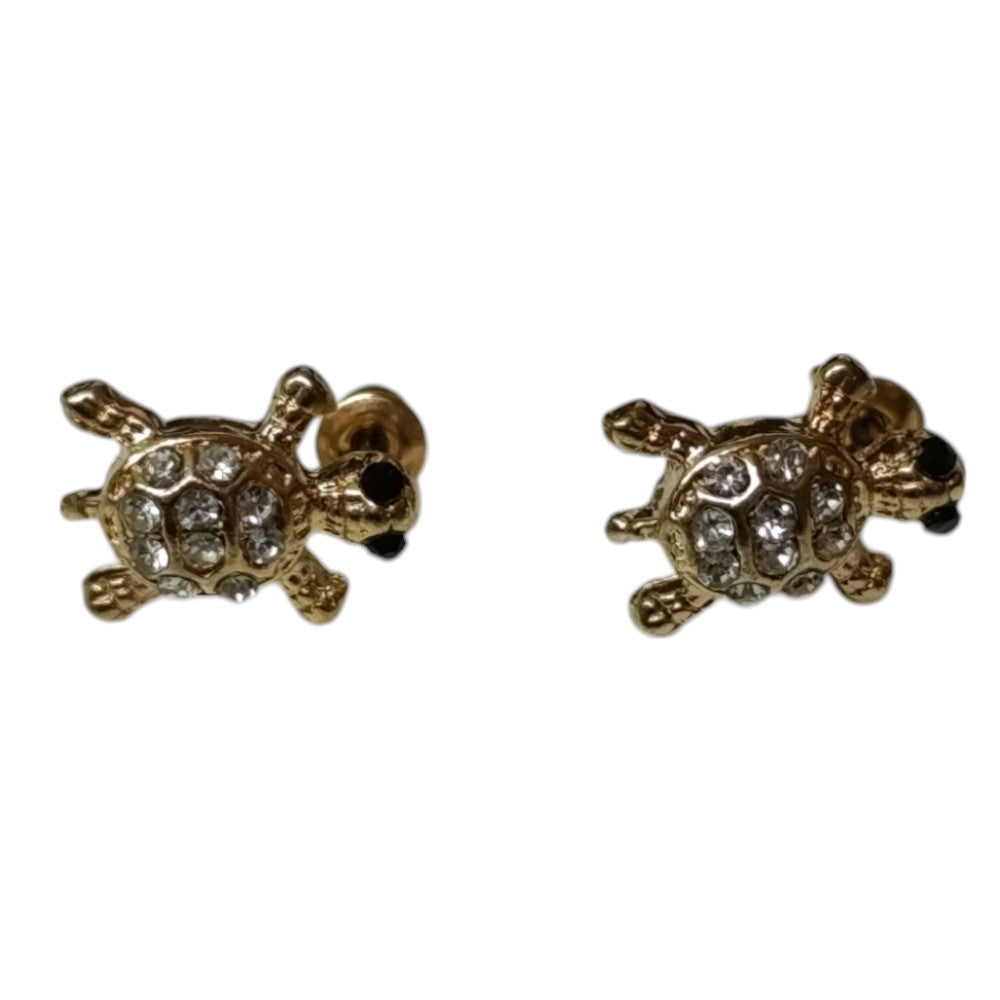 Σκουλαρίκια Χελώνες Με Στρας Χρυσό - Ασημί