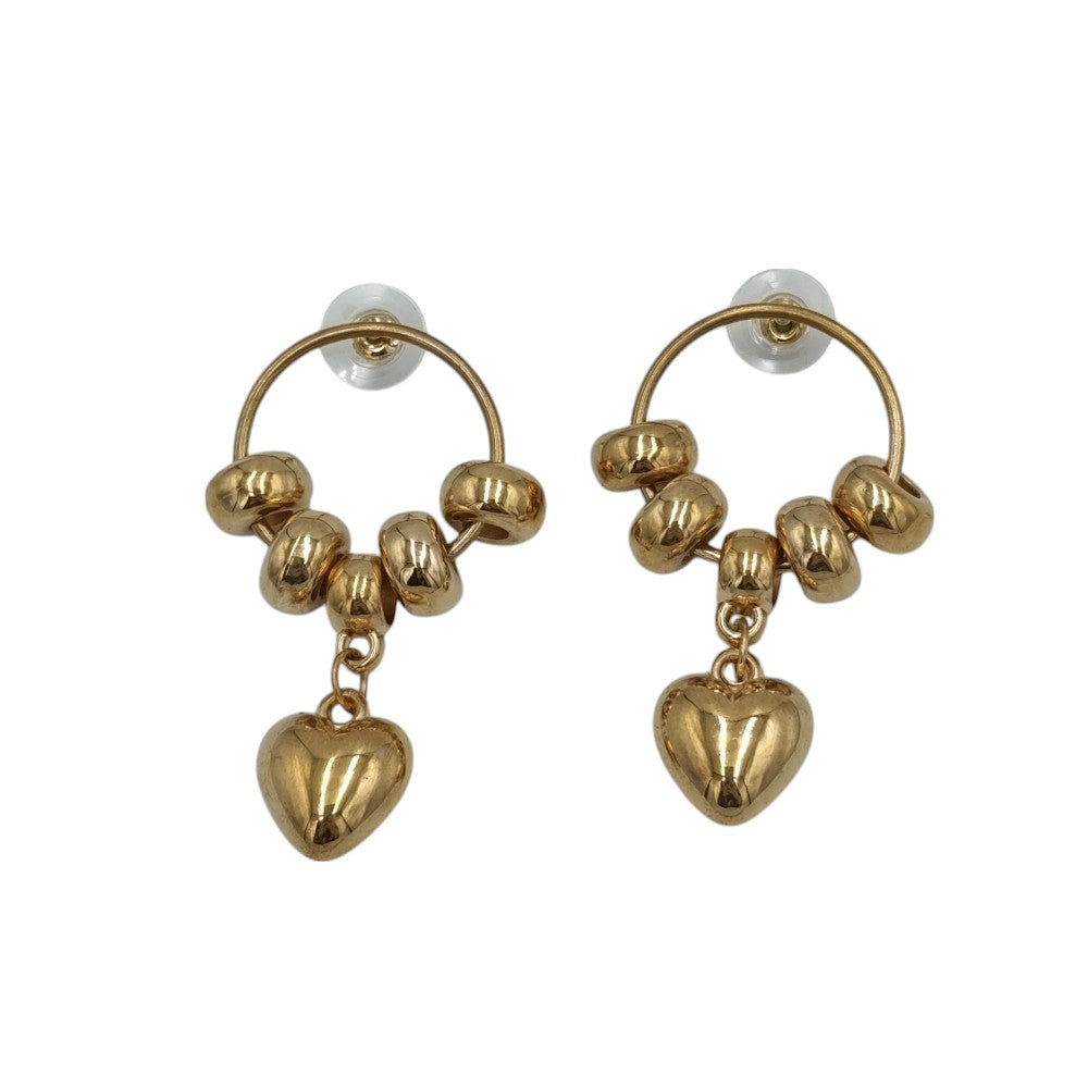 Σκουλαρίκια Καρφωτά Με Κρίκο & Κρεμαστή Καρδιά Χρυσό 5 Εκ