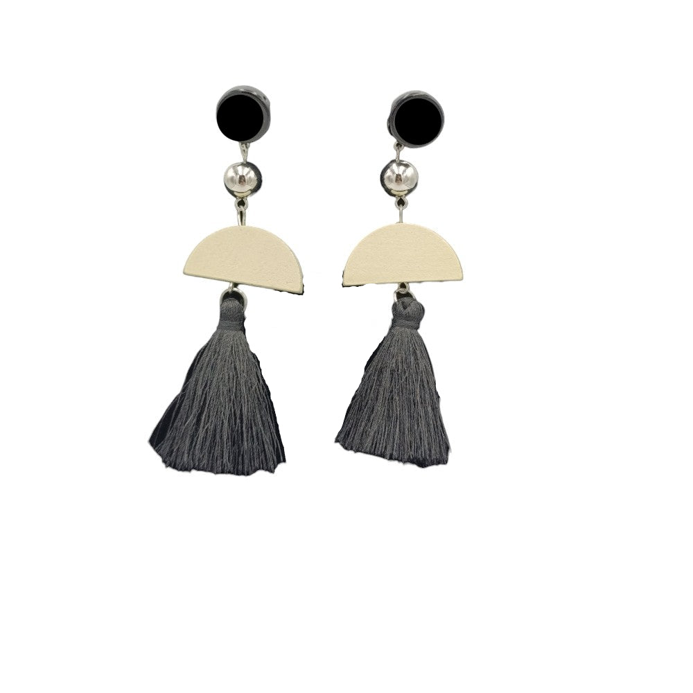 Σκουλαρίκια Κρεμαστά Με Φουντίτσα 4 Χρώματα - 1 Τμχ