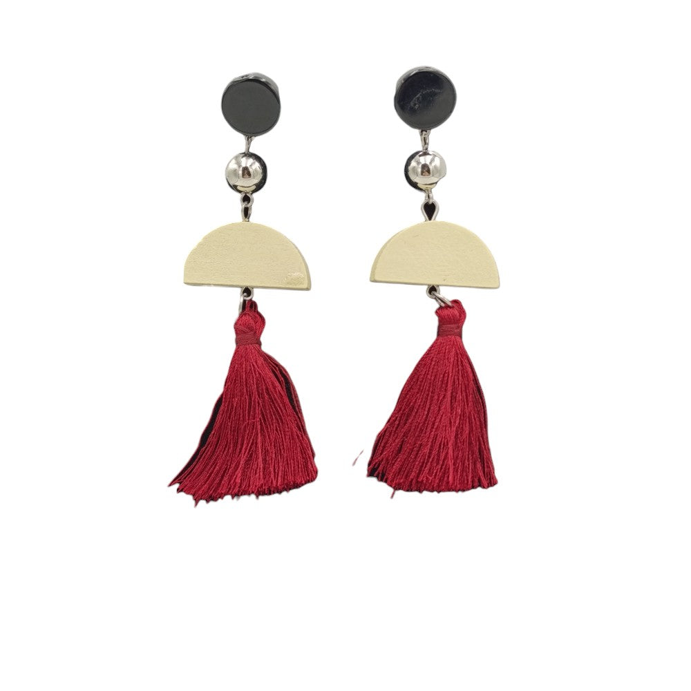 Σκουλαρίκια Κρεμαστά Με Φουντίτσα 4 Χρώματα - 1 Τμχ