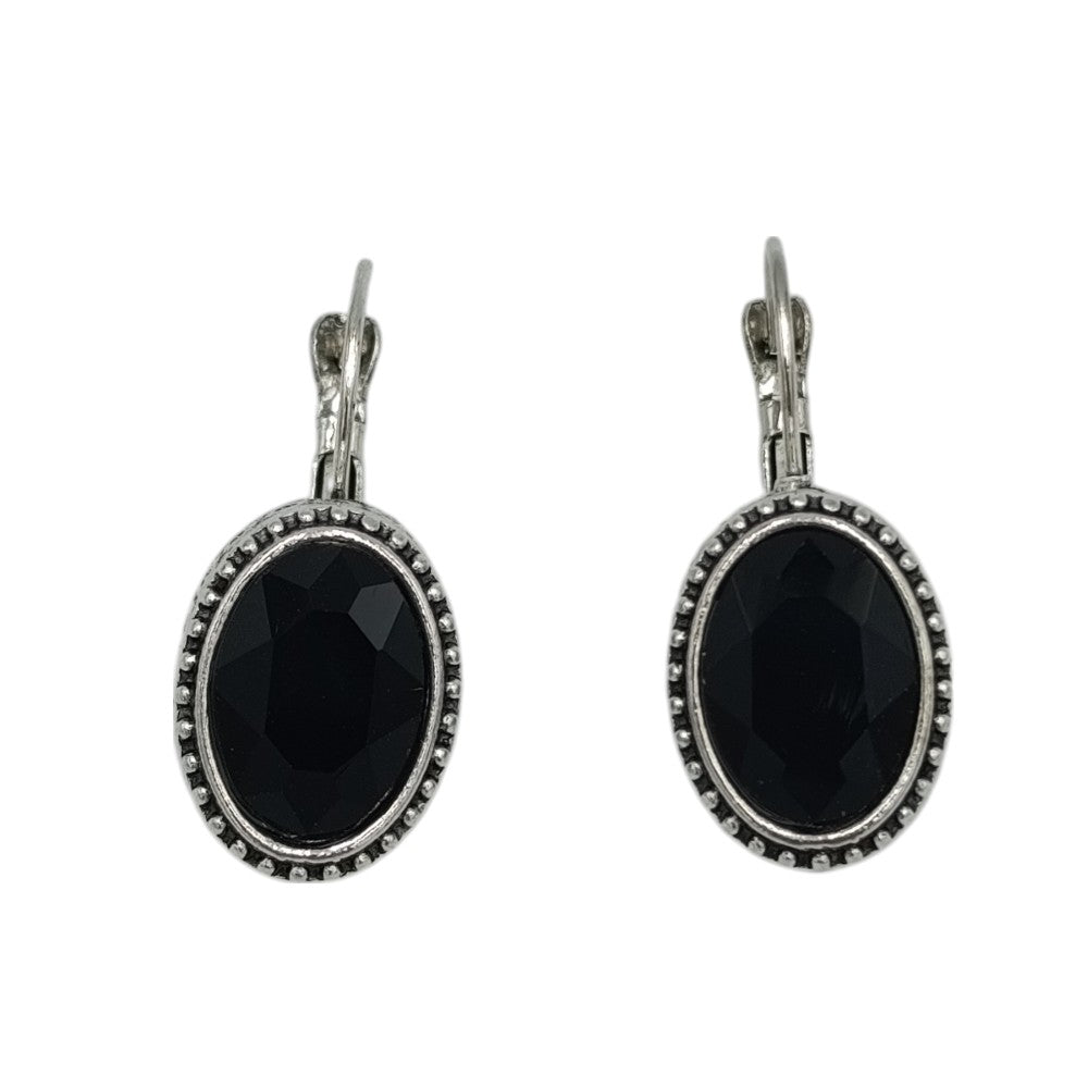 Σκουλαρίκια Κρεμαστά Με Μαύρη Πέτρα