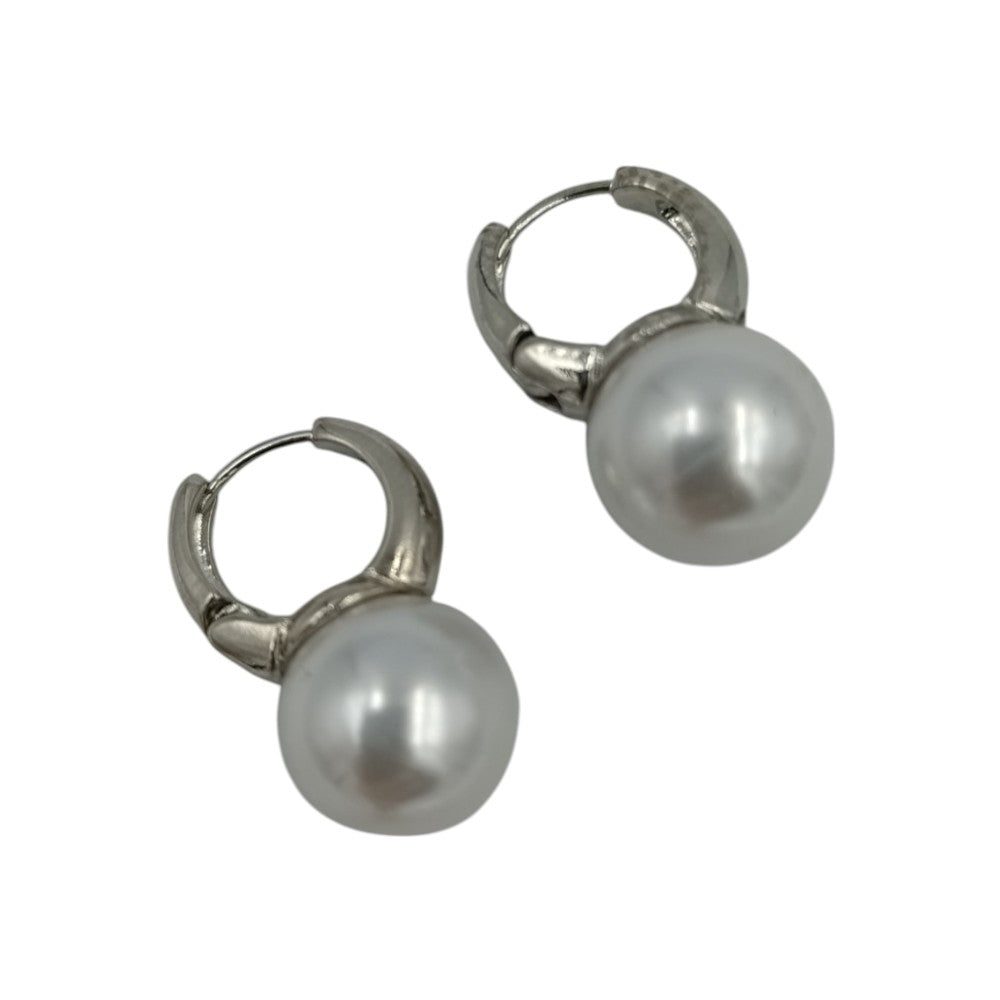 OEMΣκουλαρίκια Κρίκοι S925 Με Κρεμαστή Πέρλα Ασημίpapell.gr
