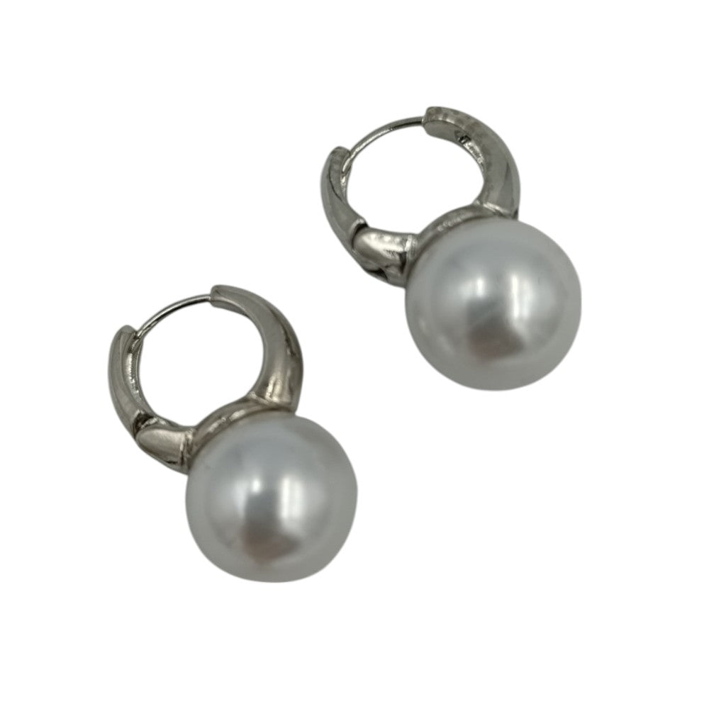 OEMΣκουλαρίκια Κρίκοι S925 Με Κρεμαστή Πέρλα Ασημίpapell.gr