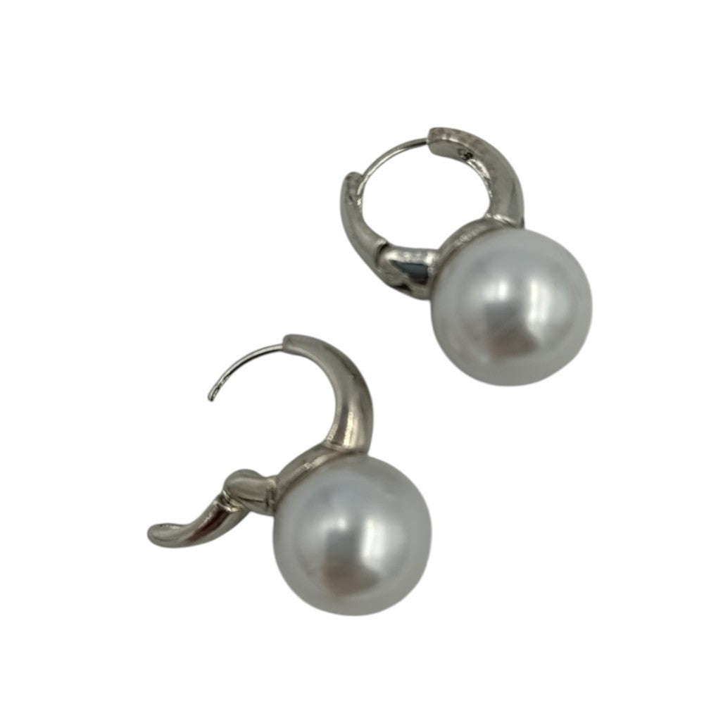 OEMΣκουλαρίκια Κρίκοι S925 Με Κρεμαστή Πέρλα Ασημίpapell.gr