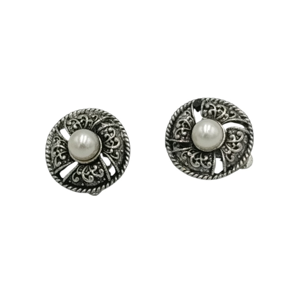 Σκουλαρίκια Με Κλιπ Στρογγυλά Vintage Με Πέρλα 