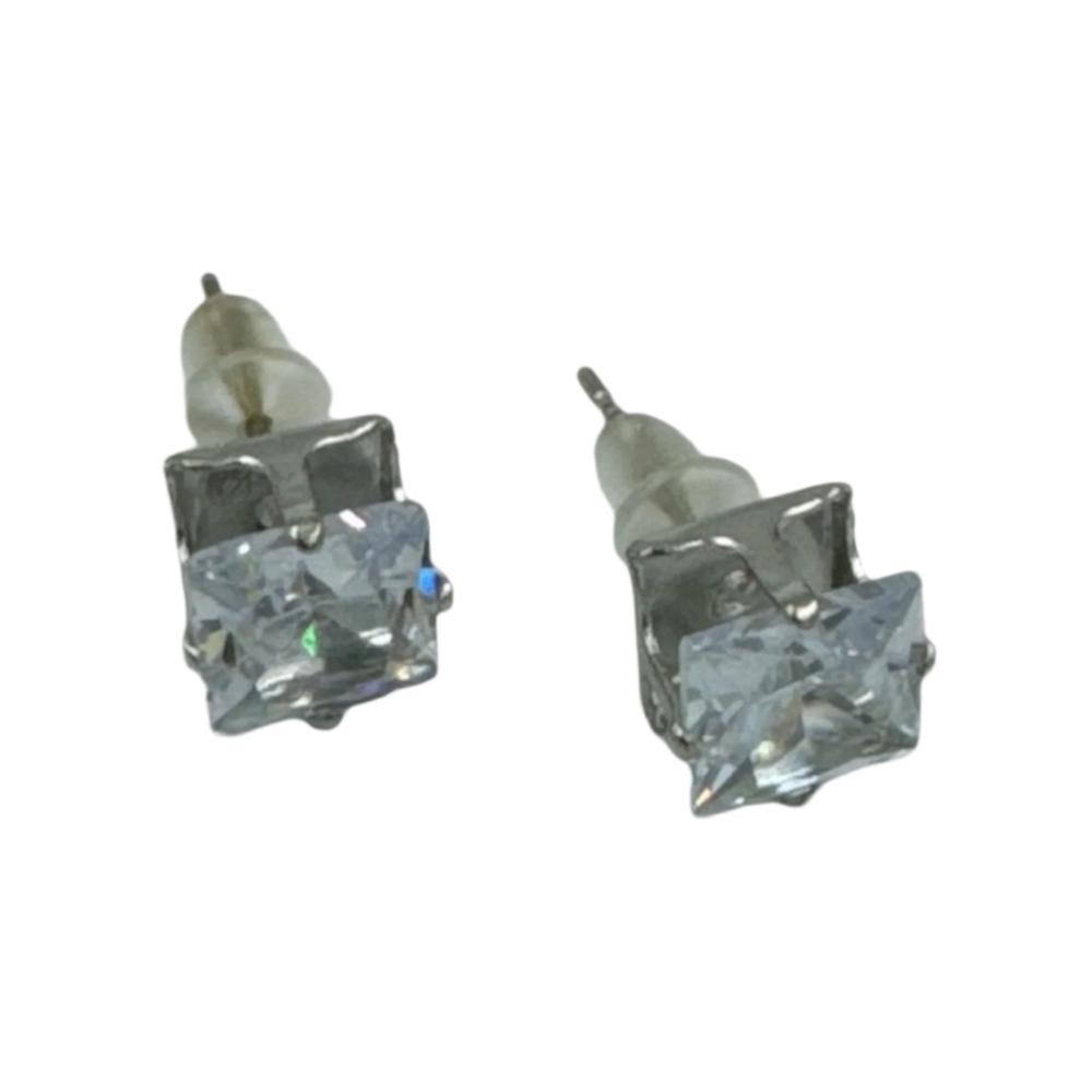 OEMΣκουλαρίκια Τετράγωνα Στρασάκια 0.6εκ S925papell.gr