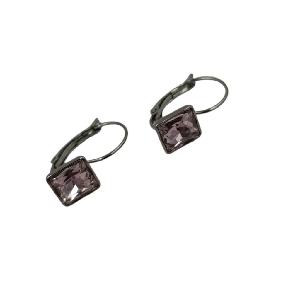 Σκουλαρίκια Stainless Steel Κρεμαστά Με Τετράγωνο Πετράδι 1εκ 6 Χρώματα